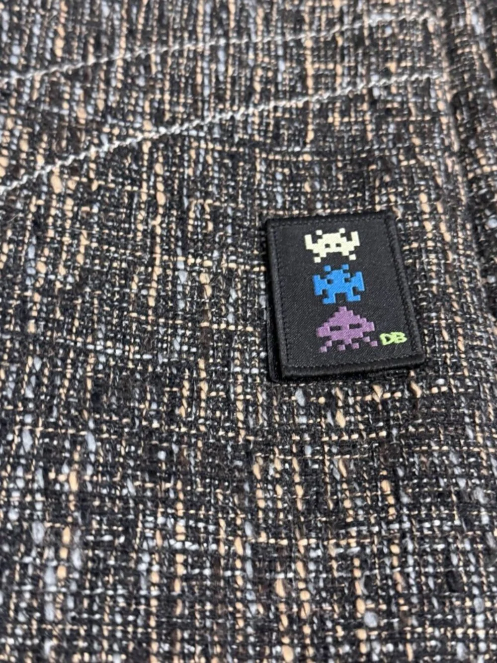 DIME BAGS Concrete Tweed Backpack Space Invaders Aracade Patch Laptop Slab Bag